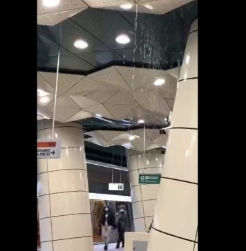 VIDEO Curge apa din tavanul stației de metrou Eroilor 2, pe recent inaugurata Magistrală 5