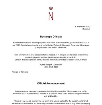 Principele Nicolae, tată pentru a doua oară