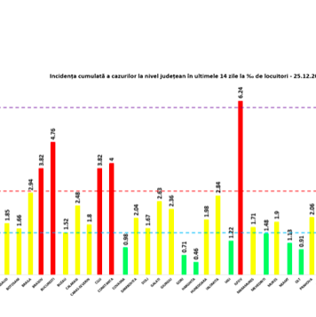 BREAKING NEWS/ 3.812 cazuri noi de persoane infectate cu noul coronavirus au fost raportate în ziua de Crăciun