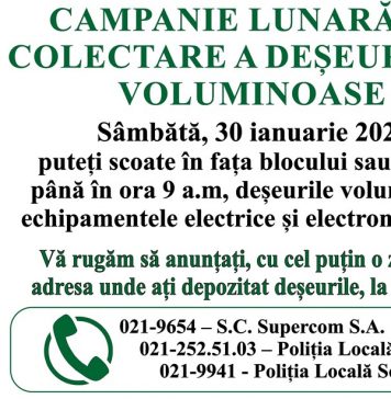 Astăzi are loc o nouă acțiune de colectare gratuită a deșeurilor voluminoase în Sectorul 2