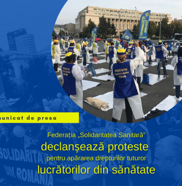 Federaţia „Solidaritatea Sanitară” anunţă protest în Piaţa Victoriei şi pichetarea prefecturilor