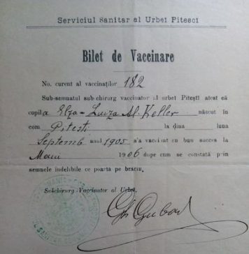 FOTO. Cum arăta un bilet de vaccinare în 1906. “A trăit 85 de ani”