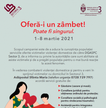 Primăria Sectorului 3 demarează campania „OFERĂ-I UN ZÂMBET! POATE FI SINGURUL”