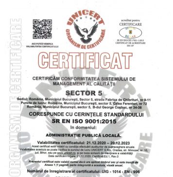 Primaria Sectorului 5 a obținut în premieră certificarea ISO 9001