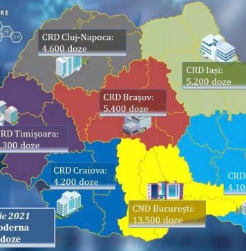 Un număr de 39.300 de doze de vaccin de la Moderna se distribuie vineri în ţară