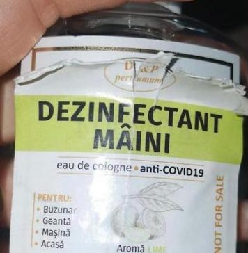 Apă de colonie, vândută ca dezinfectant, descoperită de Protecția Consumatorului