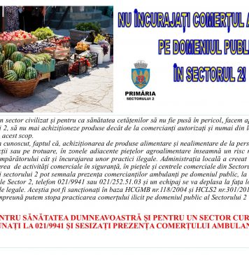 Poliția Locală Sector 2 derulează campania de informare „Nu încurajați comerțul ambulant pe domeniul public”