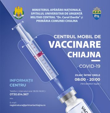 De luni va funcționa un centru mobil de vaccinare în comuna ilfoveană Chiajna