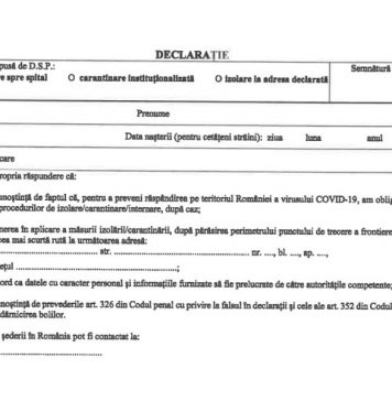 Formulare de triaj care trebuie completate la sosirea în țară – DOCUMENT