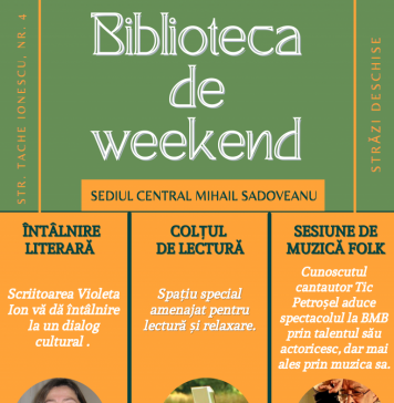 Proiectul „Biblioteca de weekend”. Evenimente în aer liber organizate în august și septembrie