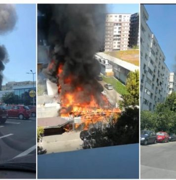NEWS ALERT / Incendiu PUTERNIC în Capitală – VIDEO; A luat foc terasa unui restaurant din Sectorul 3