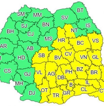 Cod galben de vijelii şi averse în 22 de judeţe, inclusiv în Bucureşti, până joi dimineaţa