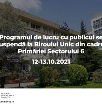 Programul de lucru cu publicul se suspendă la Biroului Unic din cadrul Primăriei Sectorului 6