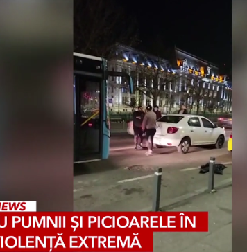 Bătaie cu pumnii şi picioarele în trafic, în Capitală