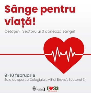 Acțiune de donare de sânge, în perioada 9-10 februarie, în Sectorul 3