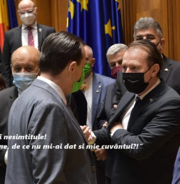 FOTO ECOPOLITIC.ro/ Scandal la ședința solemnă din Parlament: Orban, către Cîțu: Băi nesimțitule!