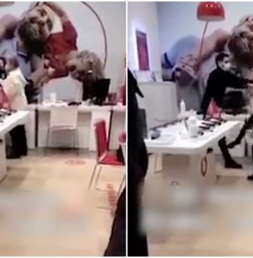 Femeie trântită la pământ de un vânzător într-un magazin din București: ”Aoleo, mă doare capul. Nu sunteți zdravăn, domnule! – VIDEO