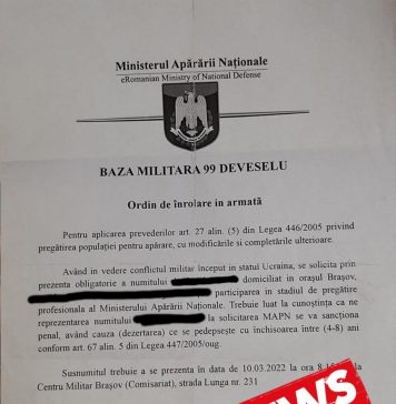 MApN atenționează asupra unui nou FAKE NEWS care anunță o mobilizare a rezerviștilor