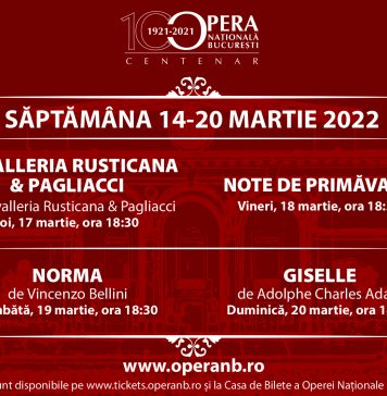 „Cavalleria Rusticana & Pagliacci”, „Note de primăvară”, „Norma” și „Giselle”, pe scena Operei Naționale București
