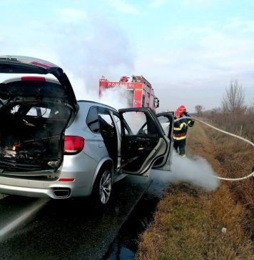 Trafic oprit pe Autostrada București-Pitești, după ce o mașină a luat foc