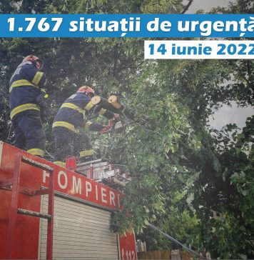 Pompierii au intervenit în 18 localităţi din 4 judeţe şi în Bucureşti, pentru a îndepărta efectele furtunilor
