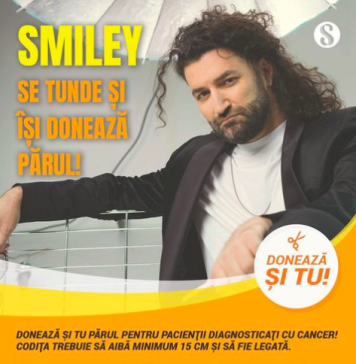 Smiley s-a tuns și a donat părul unei asociații care luptă pentru persoanele diagnosticate cu cancer