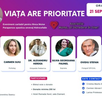 ”Viața are prioritate” – Eveniment caritabil pentru Ilinca Moise, fetița care are nevoie de ajutor ca să meargă