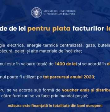 Românii vulnerabili primesc de la stat 1.400 de lei pentru facturile la energie, în două tranșe, până la finalul lui 2023