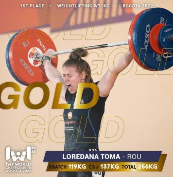 Loredana Toma a câștigat două medalii de aur la Mondialele de haltere și a stabilit un nou record mondial