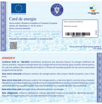 MIPE: A fost aprobat modelul cardului de energie, prin care românii vulnerabili vor fi sprijiniţi cu 1.400 de lei în 2023 pentru plata facturilor la utilităţi