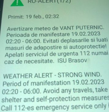Brașovenii treziți din somn, la ora două noaptea, de o avertizare RO-ALERT de vânt: ”Dacă muream de inimă.. ce mai făceam cu RO-alert?!?”