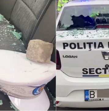 O maşină a Poliţiei Locale Sector 4 a fost atacată cu pietre lângă pasajul Unirii – FOTO