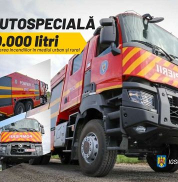 Zece autospeciale de stingere, cu o capacitate de 10.000 de litri de apă, au fost recepţionate la sfârşitul săptămânii