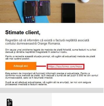 Avertisment al specialiştilor: Se primesc e-mailuri cu privire la neplata unor facturi Orange