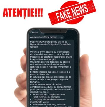 IGSU se delimitează de un mesaj fals privind o potenţială contaminare radioactivă a mai multor regiuni din ţară