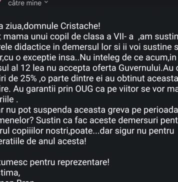 Iulian Cristache, Federația Națională a Asociațiilor de Părinți: Cei care, cel puțin la nivel declarativ, spuneți că doriți chiar și amânarea anului școlar, vă recomand ca… în semn de solidaritate cu profesorii… să vă lăsați „repetenți” copiii un an de zile