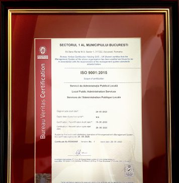 Primăria Sectorului 1 a implementat și certificat cu fonduri europene Sistemul de Management al Calității