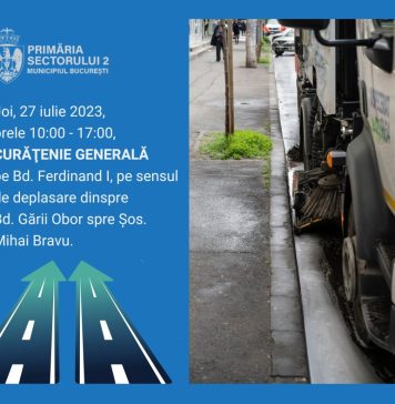 Sectorul 2: Curățenie pe Bd. Ferdinand I, pe sensul de deplasare dinspre Bd. Gării Obor spre Șos. Mihai Bravu