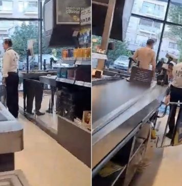 Tată și fiu, bătuți cu sălbăticie, într-un supermarket din București, sub privirile paznicilor