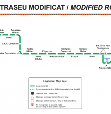De sâmbătă, linia navetă de autobuz 625 va funcţiona între Depoul Militari şi Drumul Sării