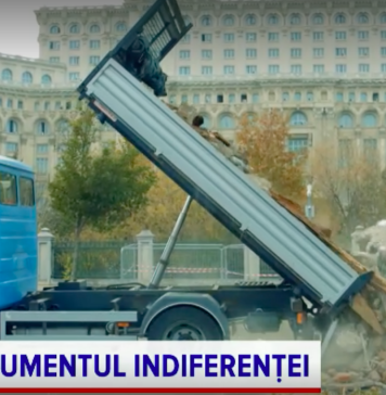 VIDEO/ În fața Parlamentului au apărut cinci tone de moloz, în semn de protest