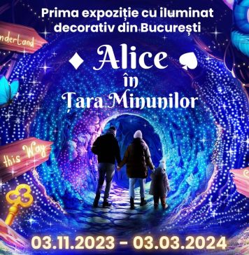 Expoziție cu tematică „Alice în Țara Minunilor”, la Gradina Botanică din București. Este prima expoziție cu iluminat decorativ