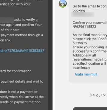 Avertisment pentru toți utilizatorii de carduri, cu privire la campanii de #phishing cu rezervări la hoteluri
