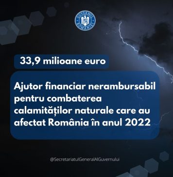 Secretariatul General al Guvernului: 33,9 milioane euro, ajutor financiar nerambursabil pentru combaterea calamităților naturale care au afectat România în anul 2022