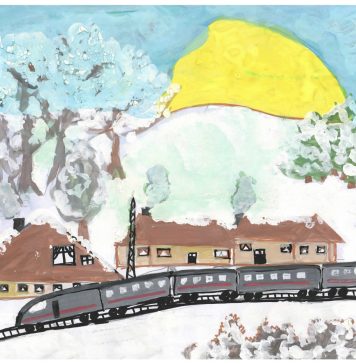 FOTO/ Expoziție de desene la sediul central CFR Călători din București. Cum își imaginează copiii că arată un tren de poveste