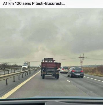 Utilaj agricol condus de un șofer beat pe autostrada Bucureşti-Piteşti