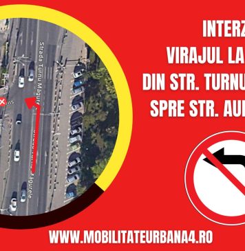 INTERZIS virajul la stânga din strada Turnu Magurele către strada Aurel Perșu, anunță Primăria Sector 4