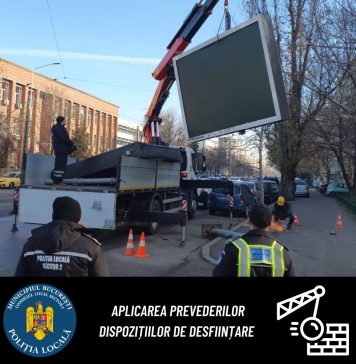 Două panouri publicitare amplasate pe Bd. Basarabia, desființate de ADP Sector 2