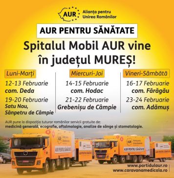 Caravana Medicală AUR ajunge în județul Mureș