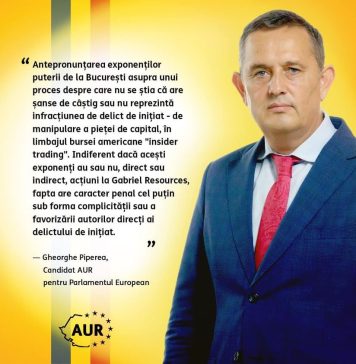 Gheorghe Piperea, candidat AUR la europarlamentare: Mai importantă și mai gravă în procesul Roșia Montană este latura penală a afacerii